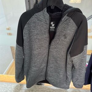 Sz 10/12 Gray and Black Zip-Up Hoodie